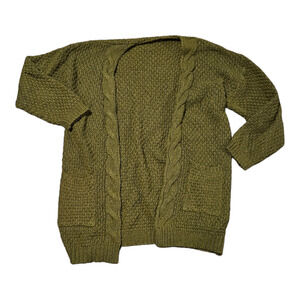Small Green Knit Long Sleeve Open Cardigan